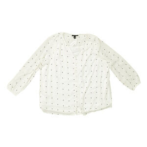 NEW Lane Bryant Women's Blouse Plus Size 22/24 Polka Dot White V-Neck